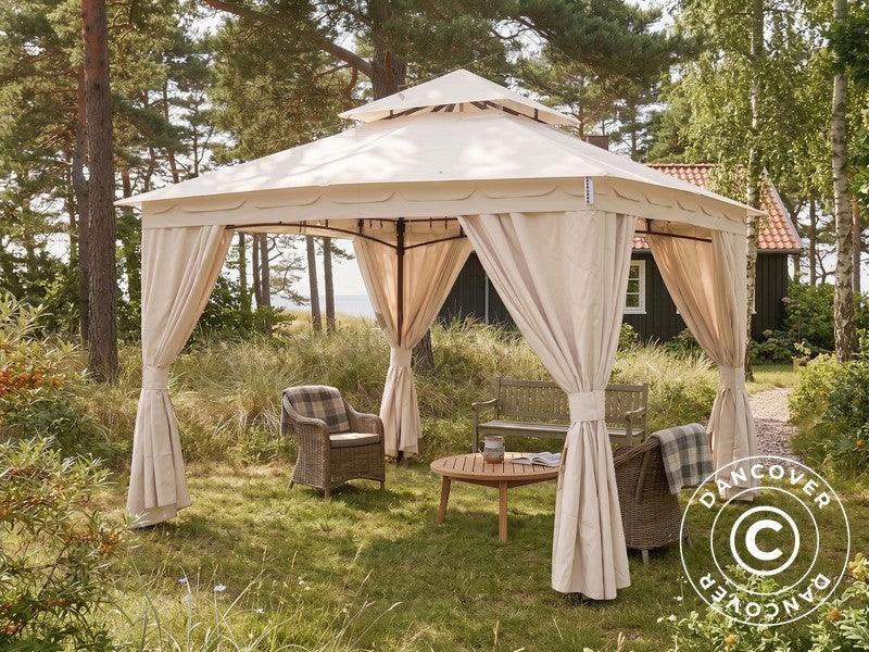 Gardinsæt til pavillon Horus, 3,4x3,4m, Beige - Image 2