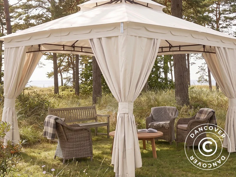 Gardinsæt til pavillon Horus, 3,4x3,4m, Beige - Image 3