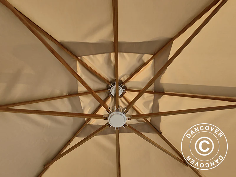 Hængeparasol Havana, 3,5x3,5m, Sand - Image 8