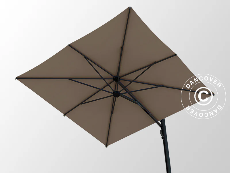 Hængeparasol m/fod, Galaxia Astro Carbon, 3x3m, Grå taupe