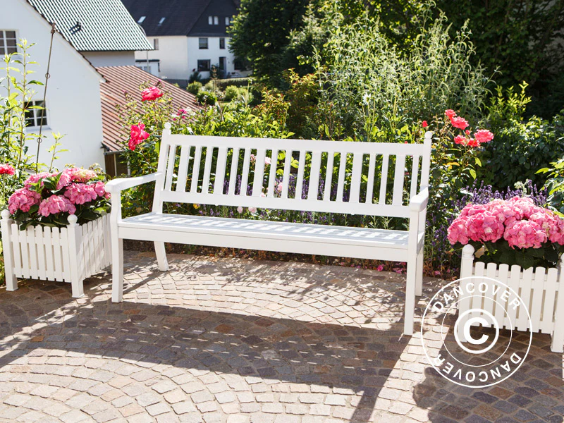 Havebænk Hohenzollern, 3-pers., 160cm, Hvid - Image 4