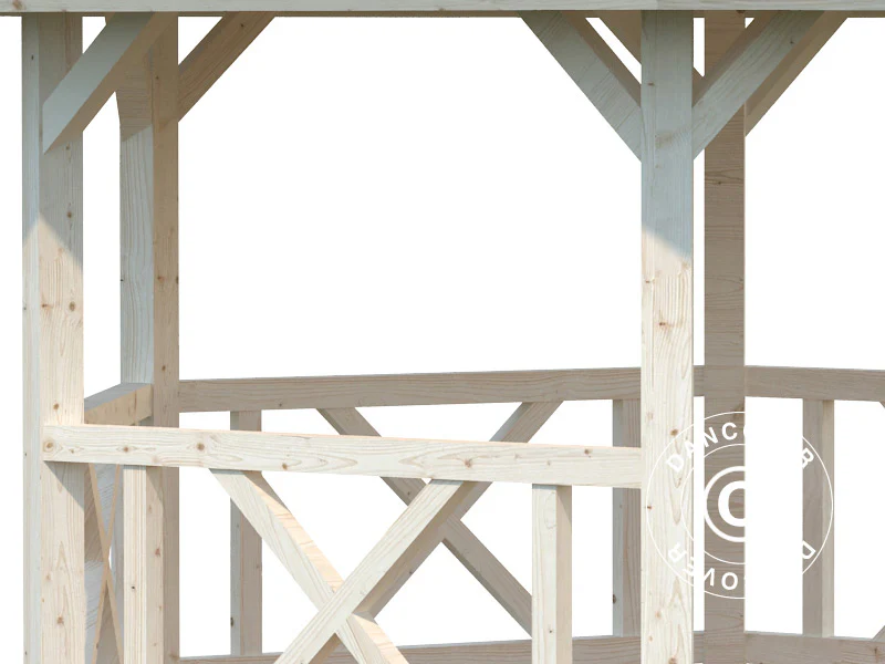 Havepavillon i træ, 3,37x3,37x3,13m, 9,9m², Natur - Image 3