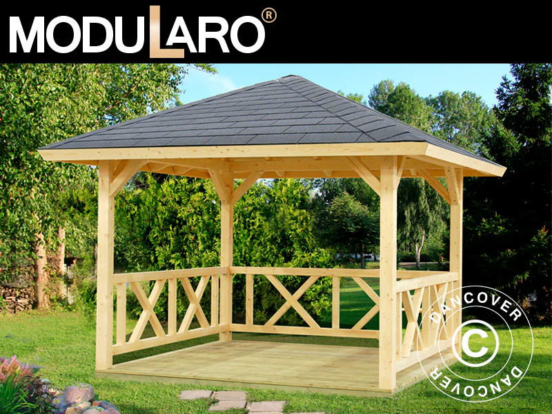 Havepavillon i træ, 3x3x3,23m, 9m², Natur