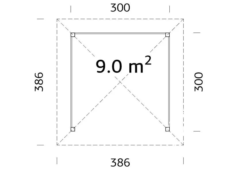 Havepavillon i træ, 3x3x3,23m, 9m², Natur - Image 4