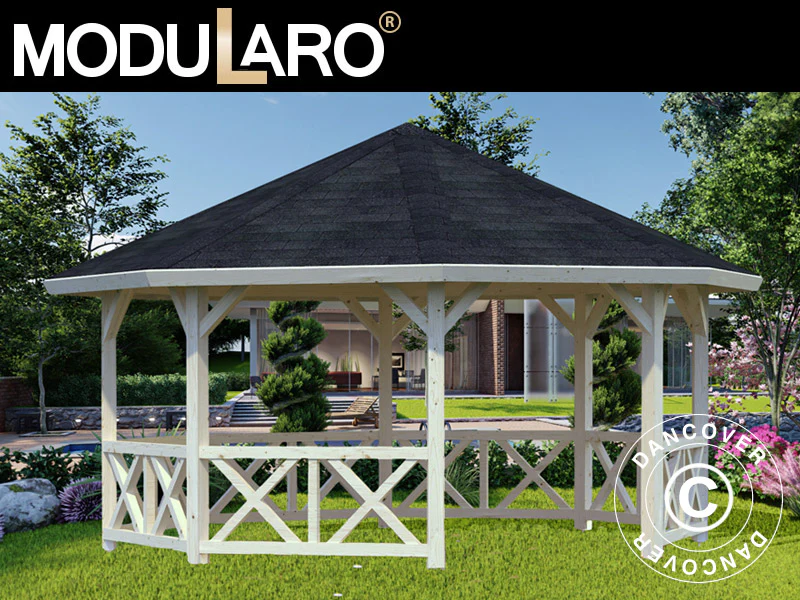 Havepavillon i træ, 4,65x4,65x3,46m, 18m², Natur