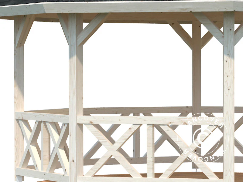 Havepavillon i træ, 4,65x4,65x3,46m, 18m², Natur - Image 3