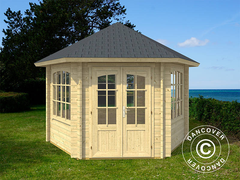 Havepavillon i træ Alicante, sekskantet 3,5x3,03x3,07m, 44mm, Natur - Image 2