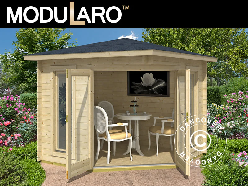 Havepavillon i træ Brittany, 2,4x2,4x2,41m, 40mm, Natur