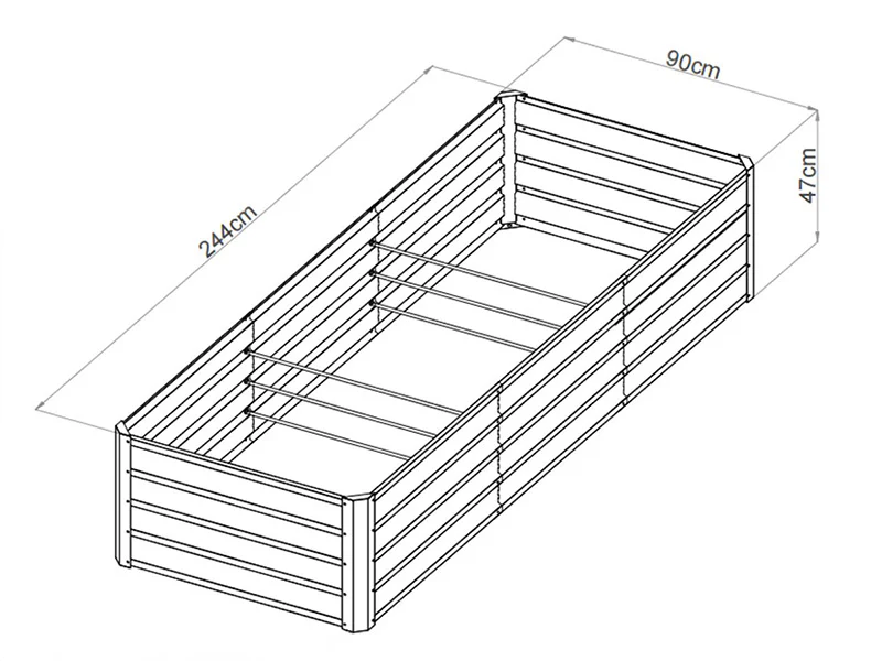 Højbed, 0,9x2,44x0,47m, 1000l, Antracit - Image 10