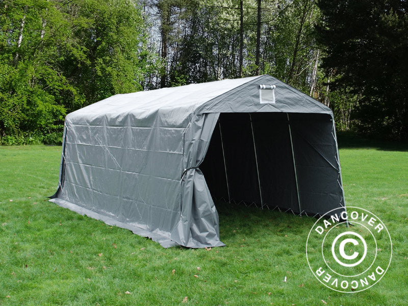 Læskur til husdyr 3,3x6x2,4m, PVC, Grå - Image 4