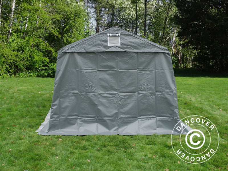 Læskur til husdyr 3,3x6x2,4m, PVC, Grå - Image 5