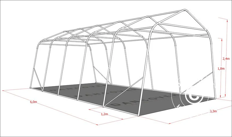 Læskur til husdyr 3,3x6x2,4m, PVC, Grå - Image 7