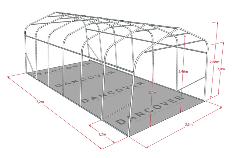 Læskur til husdyr 3,6x7,2x2,68m, PVC, Grå - Image 5