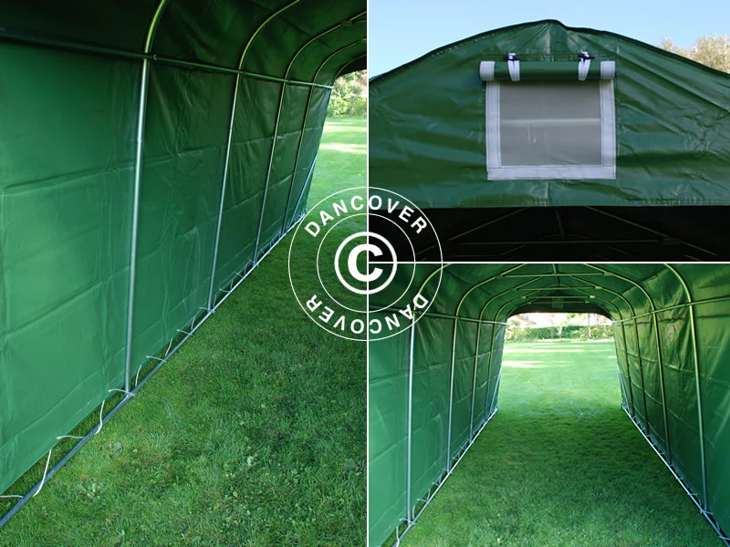 Læskur til husdyr 3,6x7,2x2,68m, PVC, Grøn - Image 5