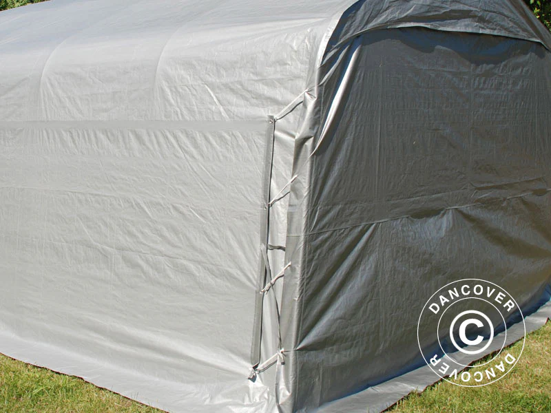 Læskur til husdyr 3,6x8,4x2,68m, PE, Grå - Image 4
