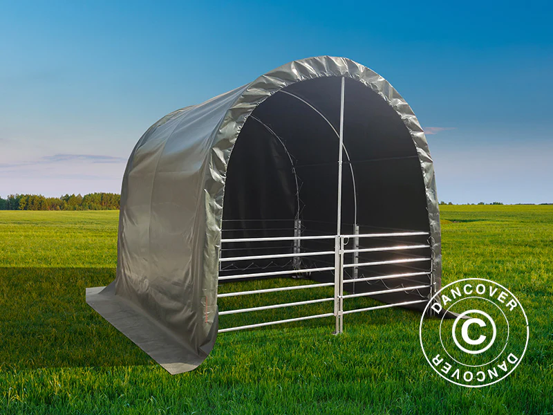 Læskur til husdyr 3x3x2,8m, PVC, Grøn - Image 2