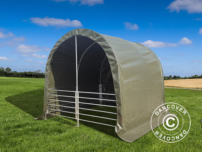 Læskur til husdyr 3x3x2,8m, PVC, Grøn - Image 3