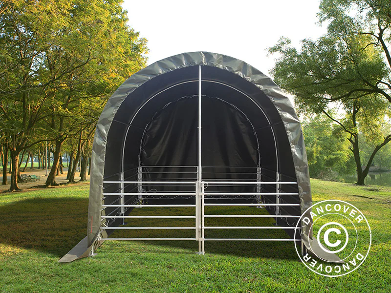 Læskur til husdyr 3x3x2,8m, PVC, Grøn - Image 5
