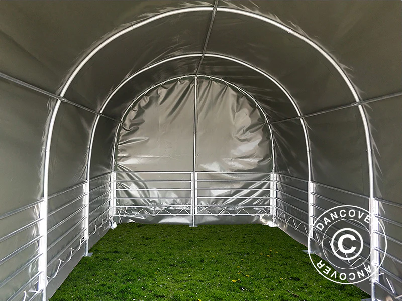 Læskur til husdyr 3x3x2,8m, PVC, Grøn - Image 7