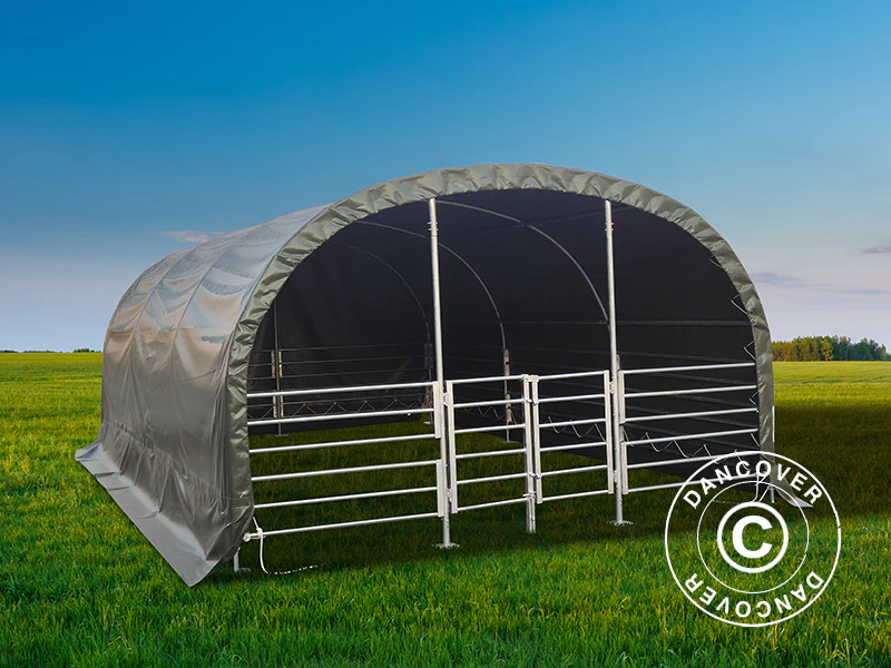 Læskur til husdyr 4x6x2,4m, PVC, Grøn - Image 3