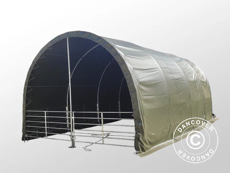 Læskur til husdyr 4x8x3,15m, PVC, Grøn - Image 4