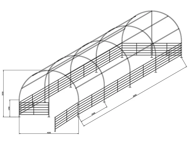 Læskur til husdyr 4x8x3,15m, PVC, Grøn - Image 7