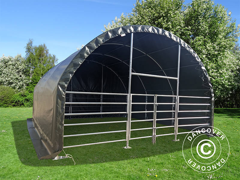 Læskur til husdyr 6x6x3,7m, PVC, Grøn - Image 2