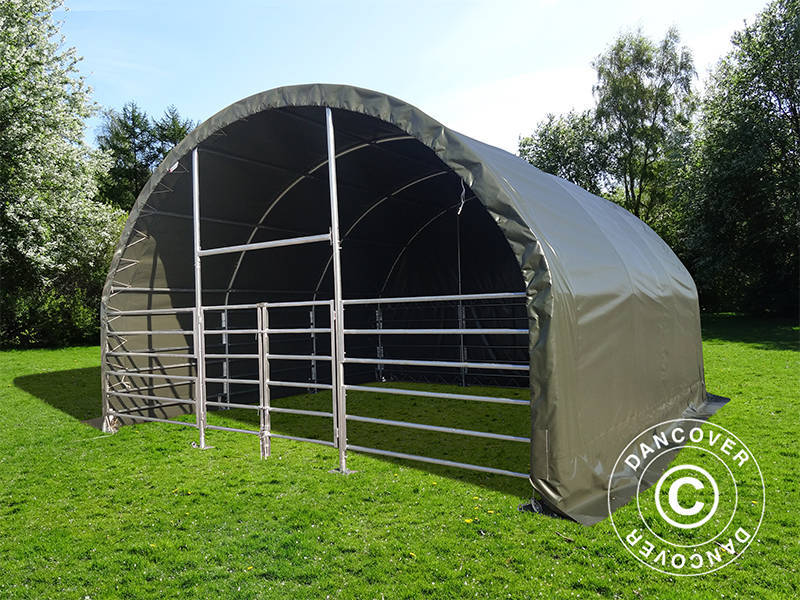 Læskur til husdyr 6x6x3,7m, PVC, Grøn - Image 3