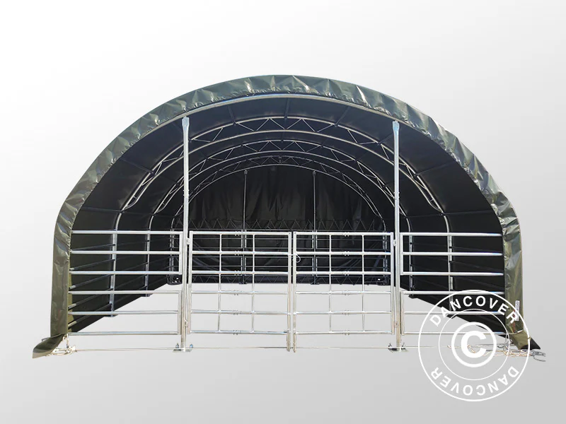 Læskur til husdyr Truss 6x6x3,7m, PVC, Grøn - Image 6