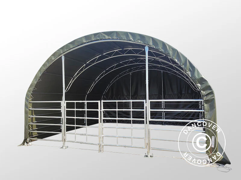 Læskur til husdyr Truss 6x6x3,7m, PVC, Grøn - Image 7