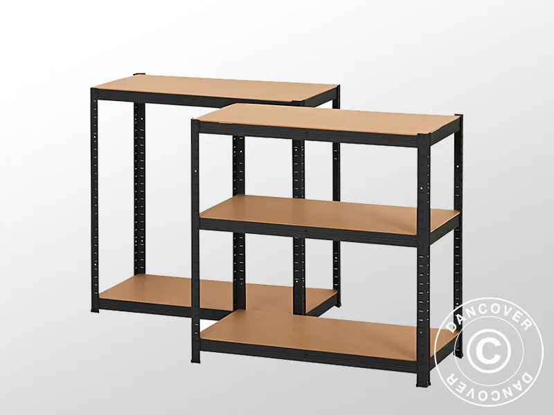 Lagerreol m/5 Hylder, 0,9x0,45x1,8m, Sort - Image 4
