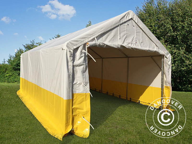 Lagertelt, arbejdstelt PRO 4x6m, PVC, Hvidt/gult, Flammehæmmende - Image 2