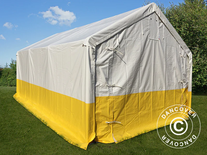 Lagertelt, arbejdstelt PRO 4x6m, PVC, Hvidt/gult, Flammehæmmende - Image 3