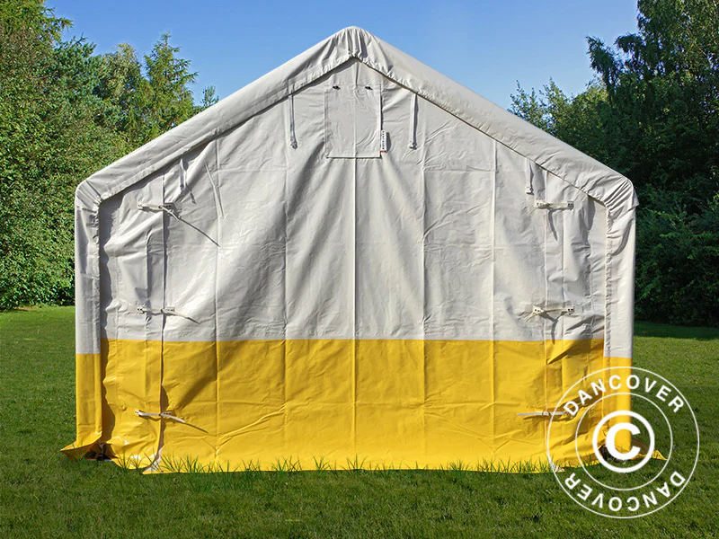 Lagertelt, arbejdstelt PRO 4x6m, PVC, Hvidt/gult, Flammehæmmende - Image 4