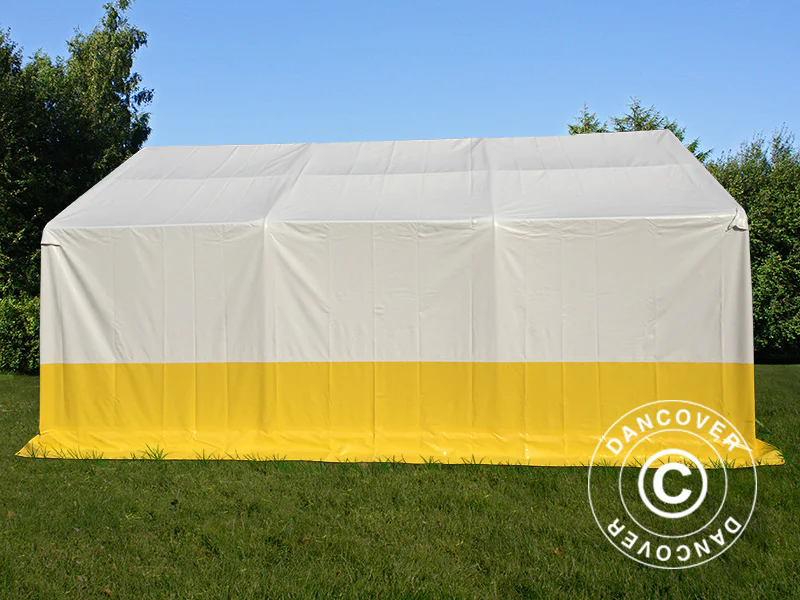 Lagertelt, arbejdstelt PRO 4x6m, PVC, Hvidt/gult, Flammehæmmende - Image 5