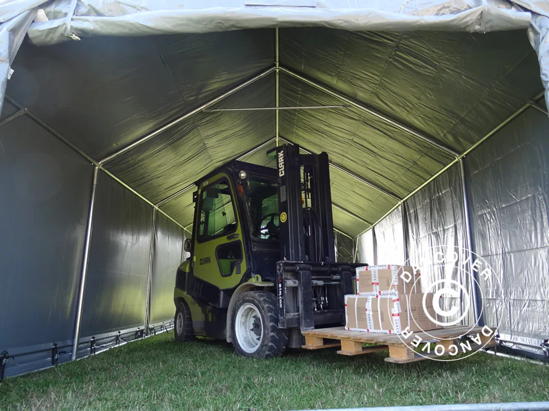 Lagertelt PRO 4x8x2,5x3,6m, PVC, Grå - Image 3