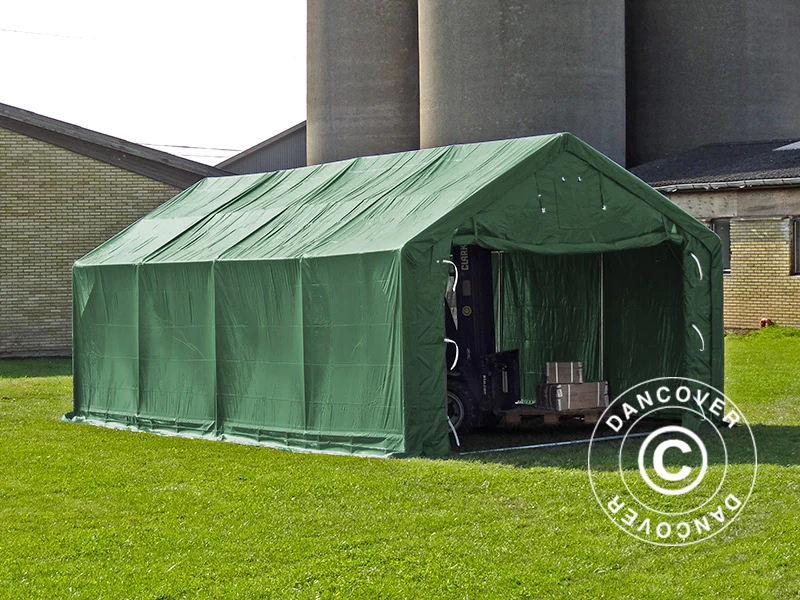Lagertelt PRO 4x8x2,5x3,6m, PVC, Grøn - Image 5