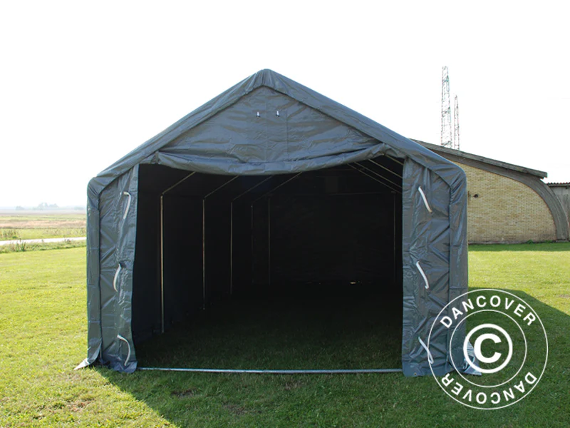 Lagertelt PRO 4x8x2x3,1m, PVC, Grå - Image 7