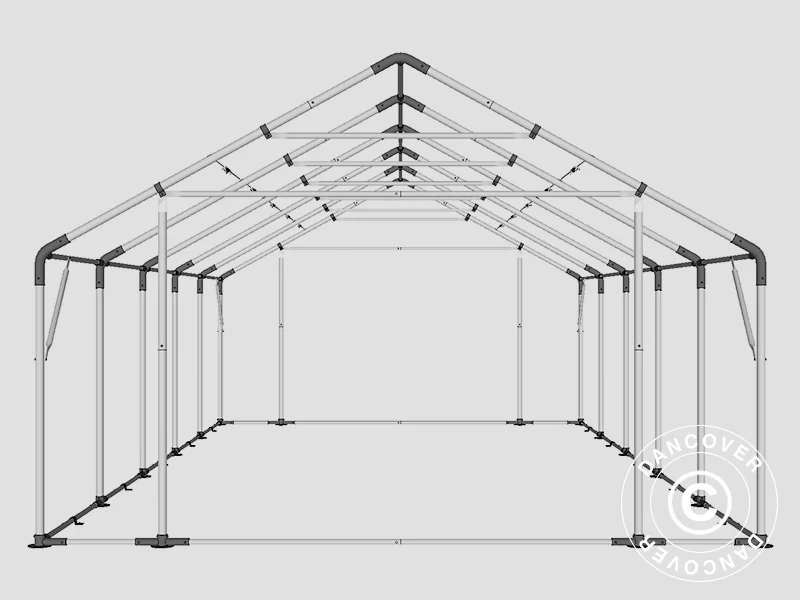 Lagertelt PRO 5x10x2x3,39m, PVC, Grå - Image 19
