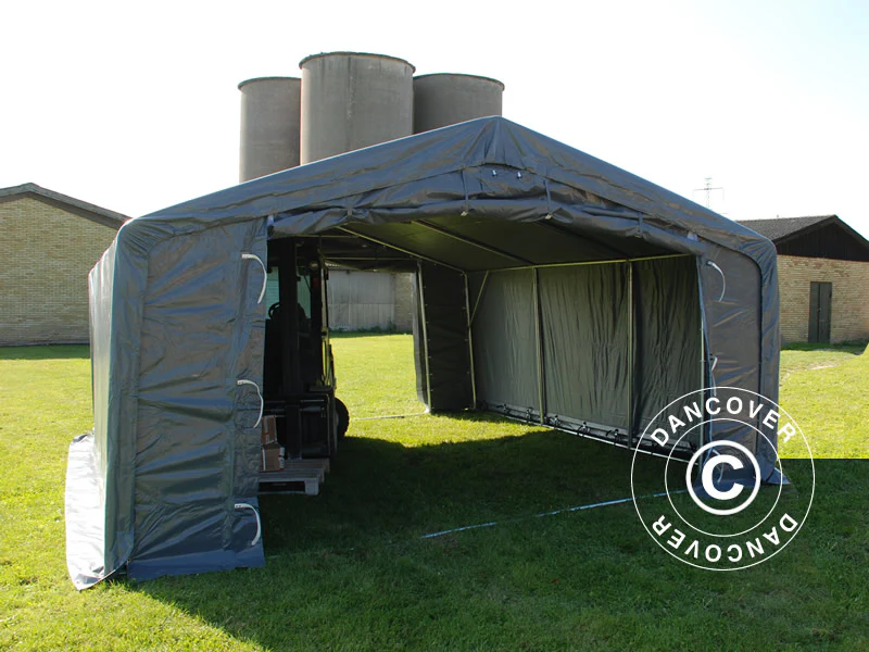Lagertelt PRO 5x6x2x3,39m, PVC, Grå - Image 3