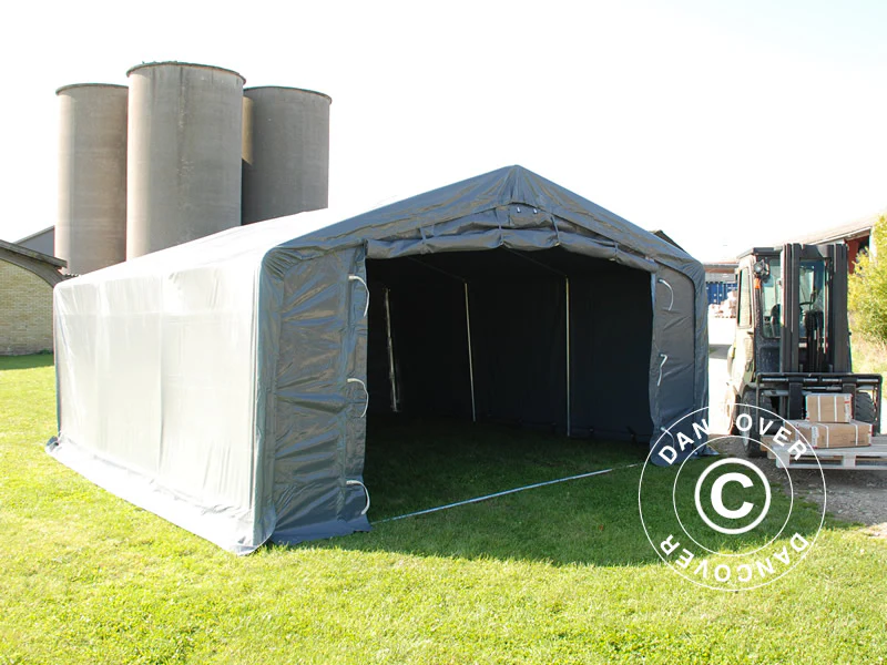Lagertelt PRO 5x8x2x3,39m, PVC, Grå - Image 2
