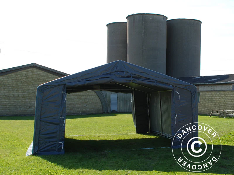 Lagertelt PRO 5x8x2x3,39m, PVC, Grå - Image 3