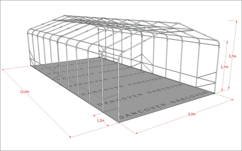 Lagertelt PRO 6x12x3,7m PVC m/ovenlys, Grøn - Image 12