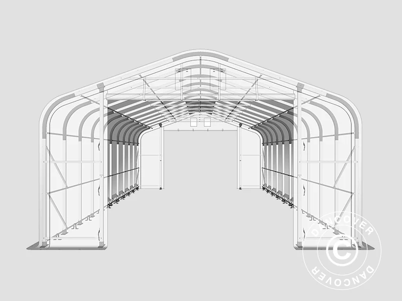 Lagertelt PRO 6x12x3,7m PVC m/ovenlys, Grøn - Image 15