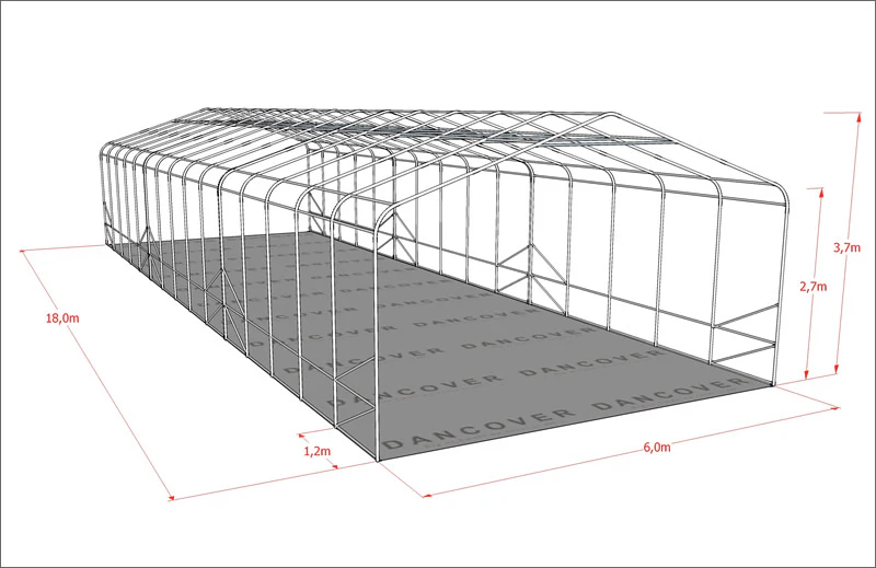 Lagertelt PRO 6x18x3,7m PVC m/ovenlys, Grå - Image 12