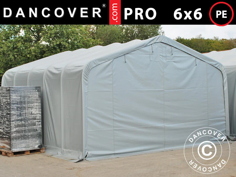 Lagertelt PRO 6x6x3,7m, PE, Grå