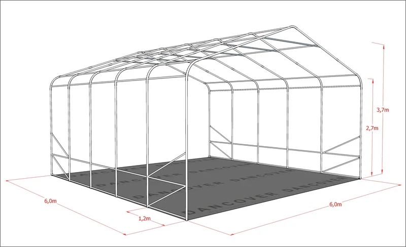 Lagertelt PRO 6x6x3,7m PVC, Grøn - Image 3