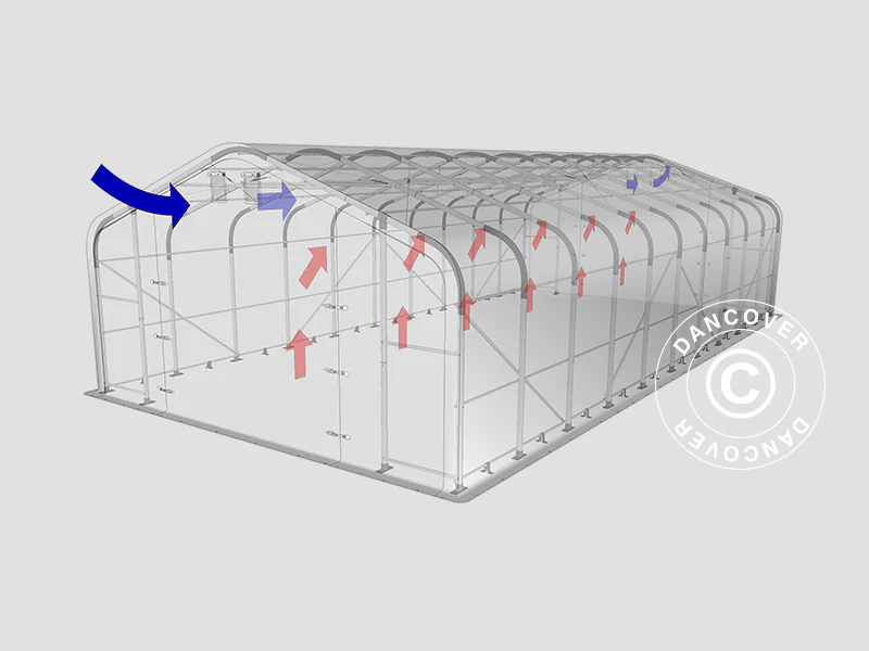 Lagertelt PRO 7x14x3,8m PVC m/ovenlys, Grå - Image 15