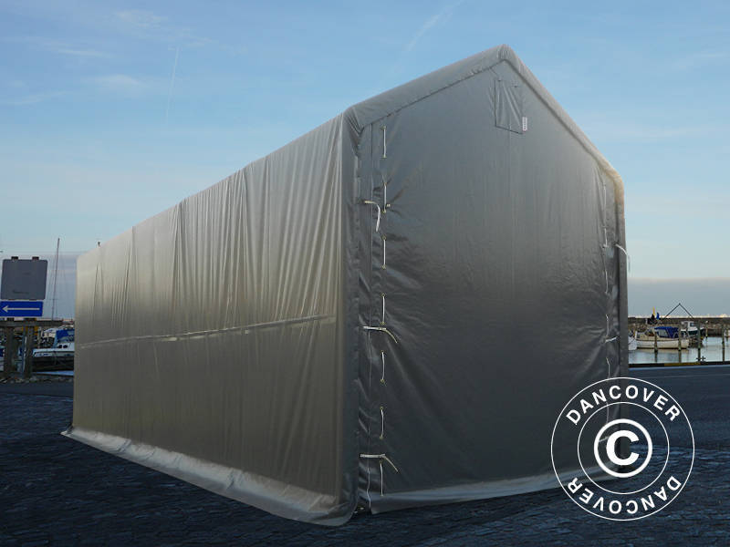 Lagertelt PRO XL 4x10x3,5x4,59m, PVC, Grå - Image 3