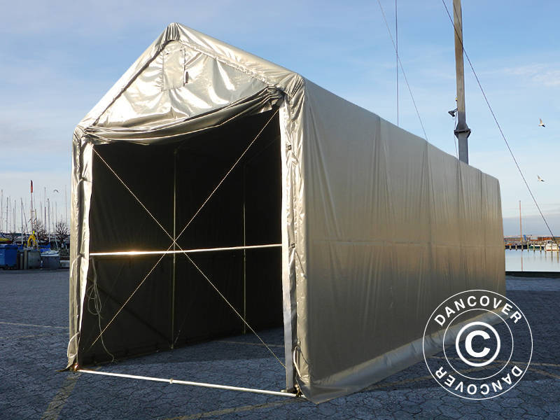 Lagertelt PRO XL 4x10x3,5x4,59m, PVC, Grå - Image 4